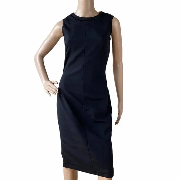 New D&G Dolce & Gabbana Black Sleeveless Velvet Trim Sheath Dress IT44/US8 - Picture 9 of 16